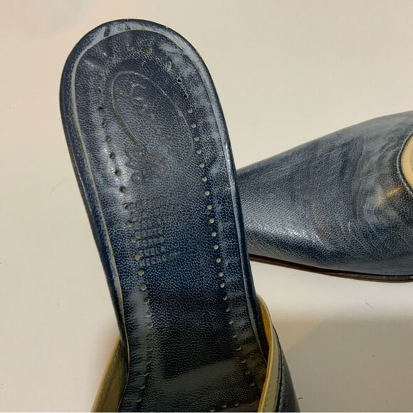 Serrano Mules sandals blue leather heels size 25 Mex us 8.5 - Picture 4 of 11